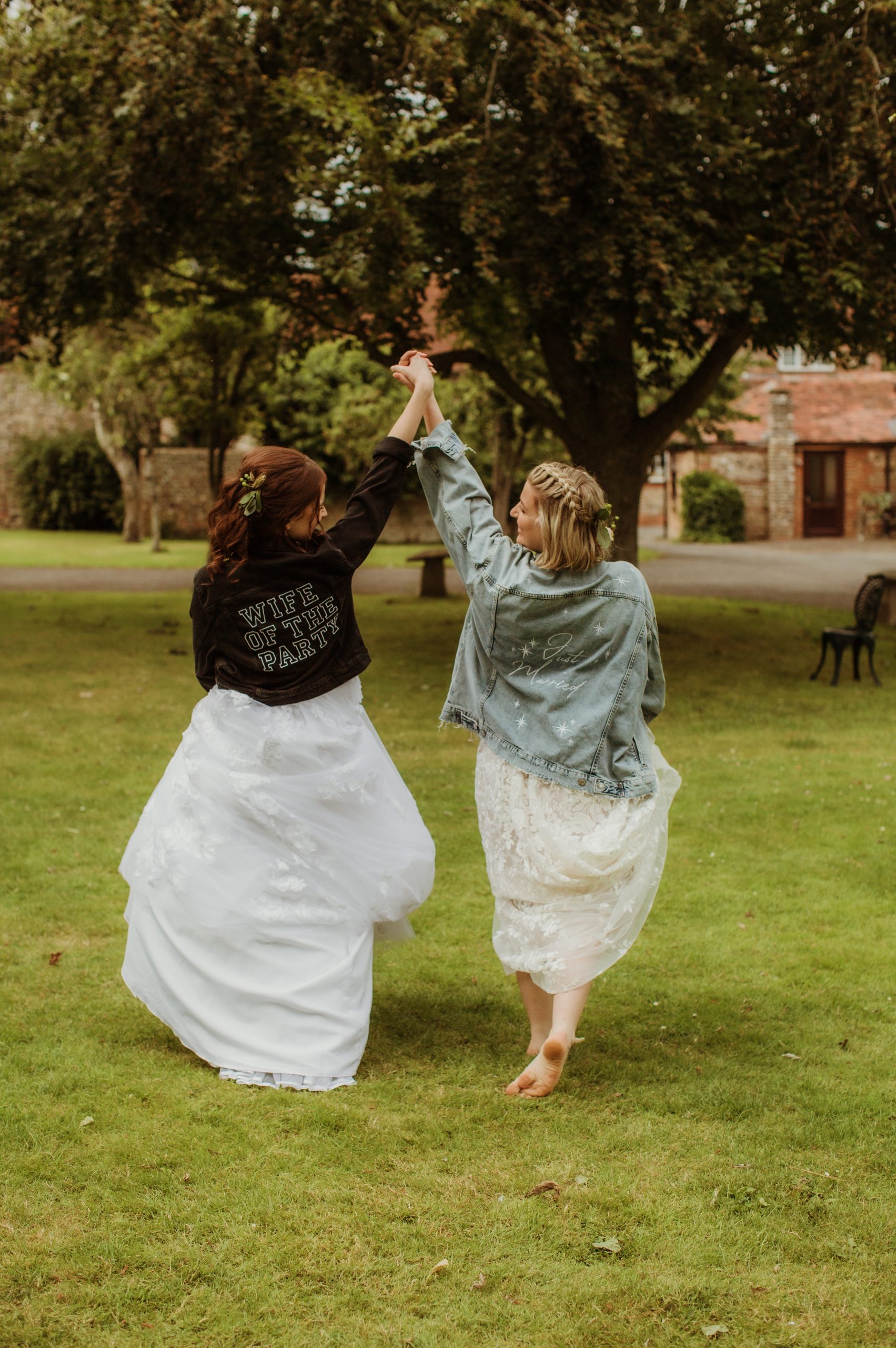 bride and bride Selden Barns wedding